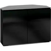 Oslo 221CR 44" Corner TV Stand Cabinet in Black Oak with Smoked Black Glass Doors & Top